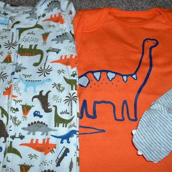 Carters Dinosaur 3pc Outfit Sleeper Pajamas Pant Set Dino Size 6M 3-6 months NWT - Picture 2 of 2